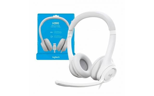 Audifono Logitech USB H390 c/microfono blanco