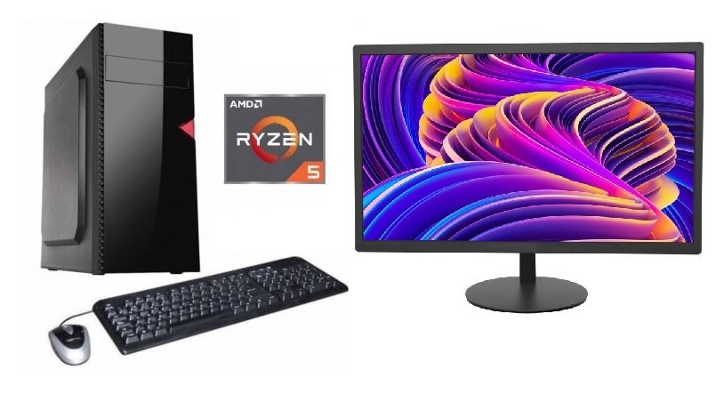 Combo PC AMD Ryzen 5 5600GT 8GB RAM + Monitor Hikvision 18.5" HD HDMI