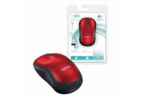 Mouse Logitech M185 inalámbrico rojo