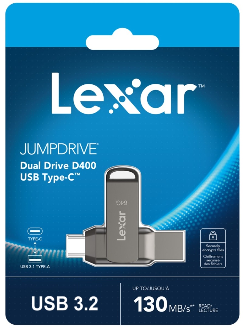 Pendrive Lexar 64GB JumpDrive Dual Drive D400 USB 3.2